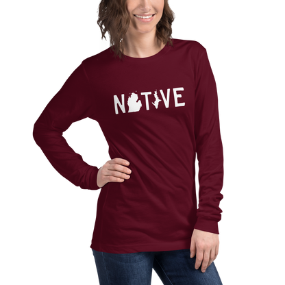 Michigan 'Native' T-Shirt (Licence Plate Font) | Unisex Long Sleeve