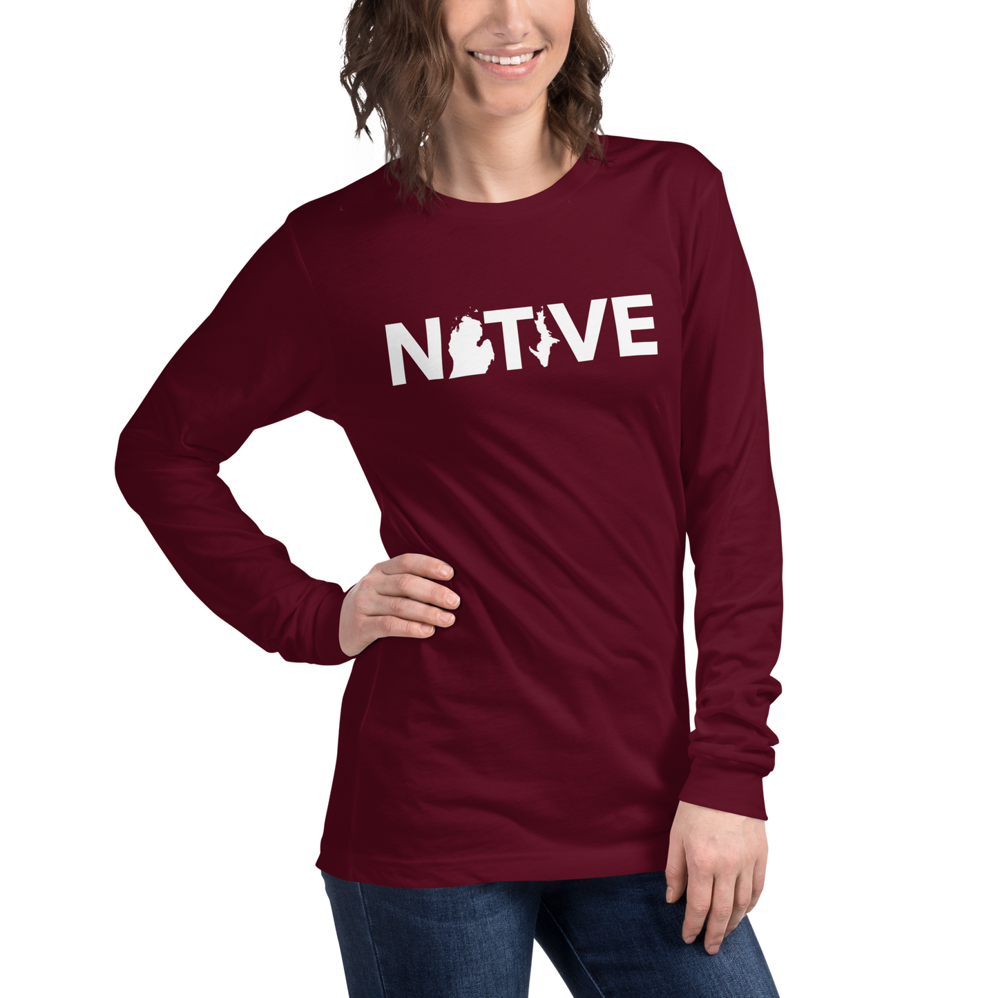 Michigan 'Native' T-Shirt (Geometric Sans Font) | Unisex Long Sleeve