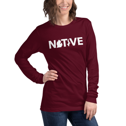 Michigan 'Native' T-Shirt (Geometric Sans Font) | Unisex Long Sleeve