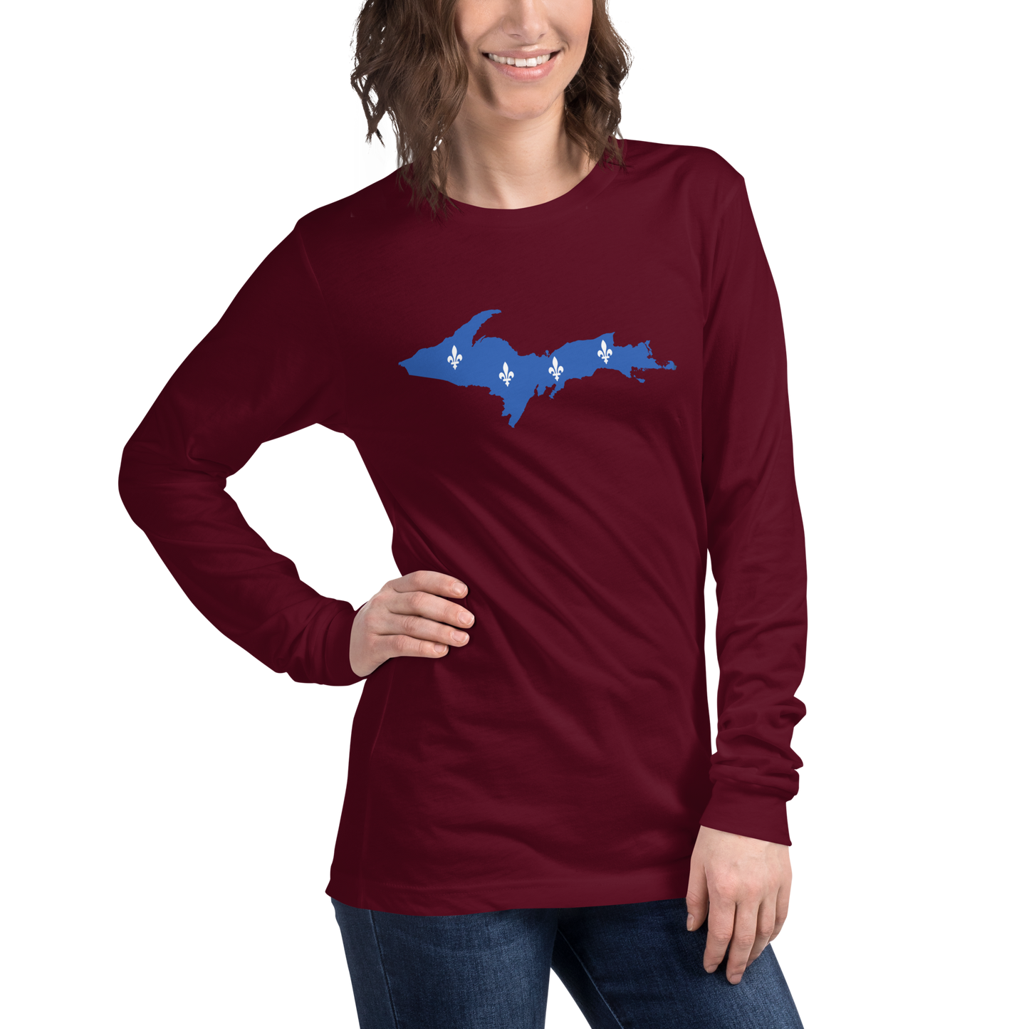 Michigan Upper Peninsula T-Shirt (w/ UP Quebec Flag Outline) | Unisex Long Sleeve