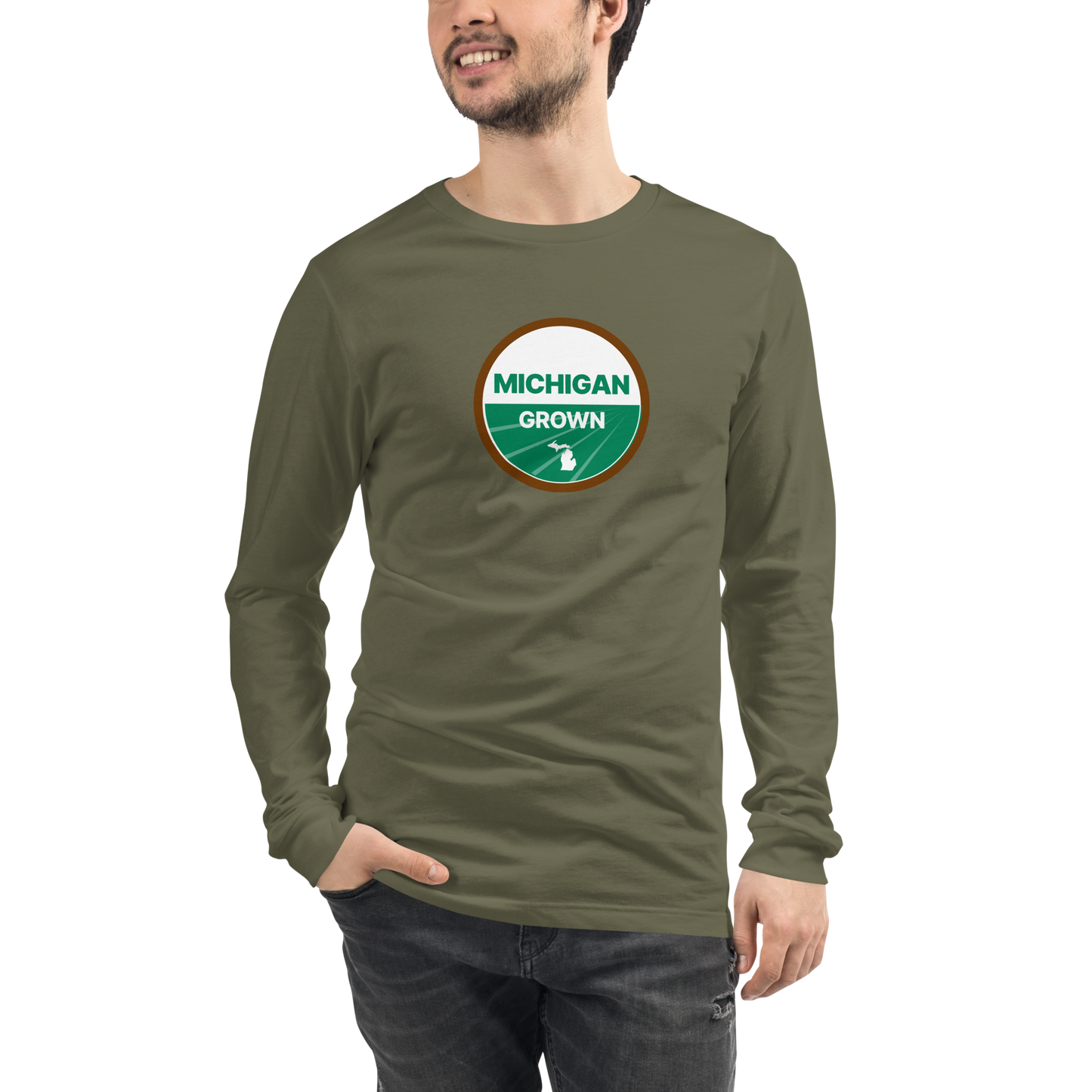 'Michigan Grown' Long Sleeve T-Shirt (Organic Certification Parody)