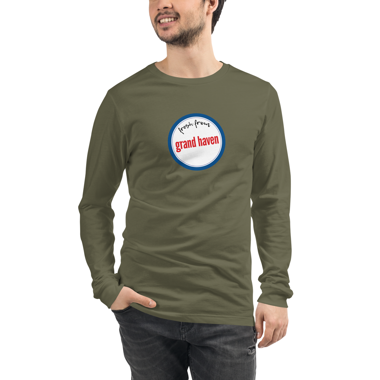 'Fresh From Grand Haven' Long Sleeve T-Shirt (Hypermarket Parody) | Unisex