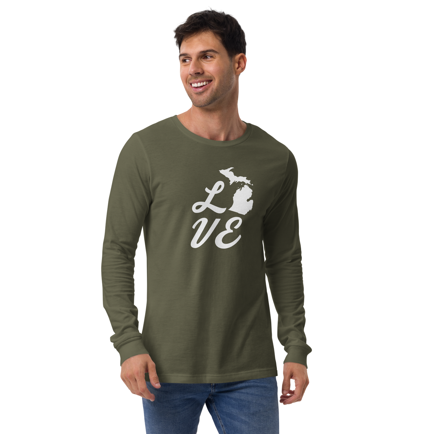 Michigan 'Love' T-Shirt (Retro Script Font) | Unisex Long Sleeve