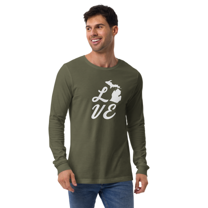 Michigan 'Love' T-Shirt (Retro Script Font) | Unisex Long Sleeve