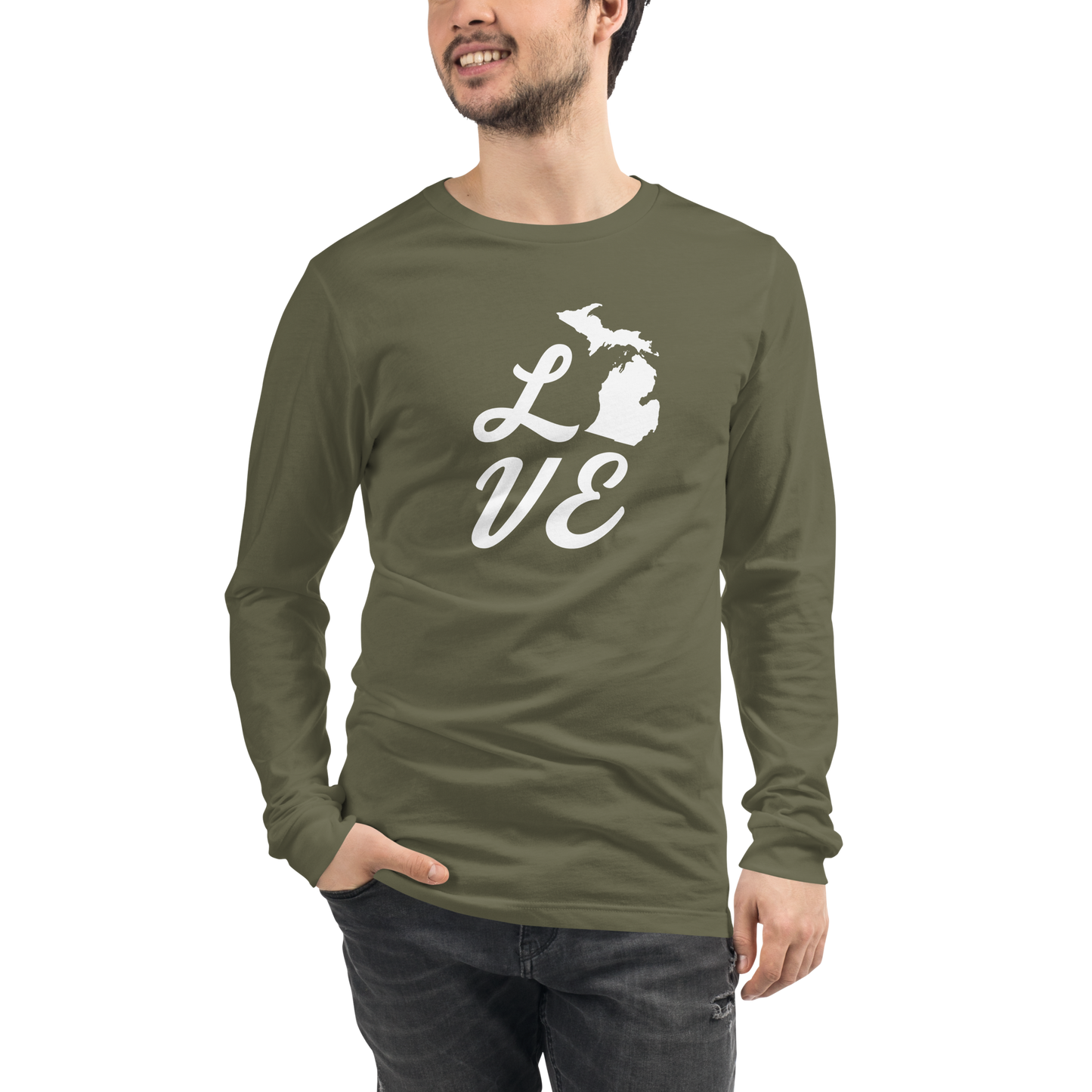 Michigan 'Love' T-Shirt (Retro Script Font) | Unisex Long Sleeve