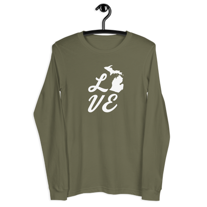 Michigan 'Love' T-Shirt (Retro Script Font) | Unisex Long Sleeve