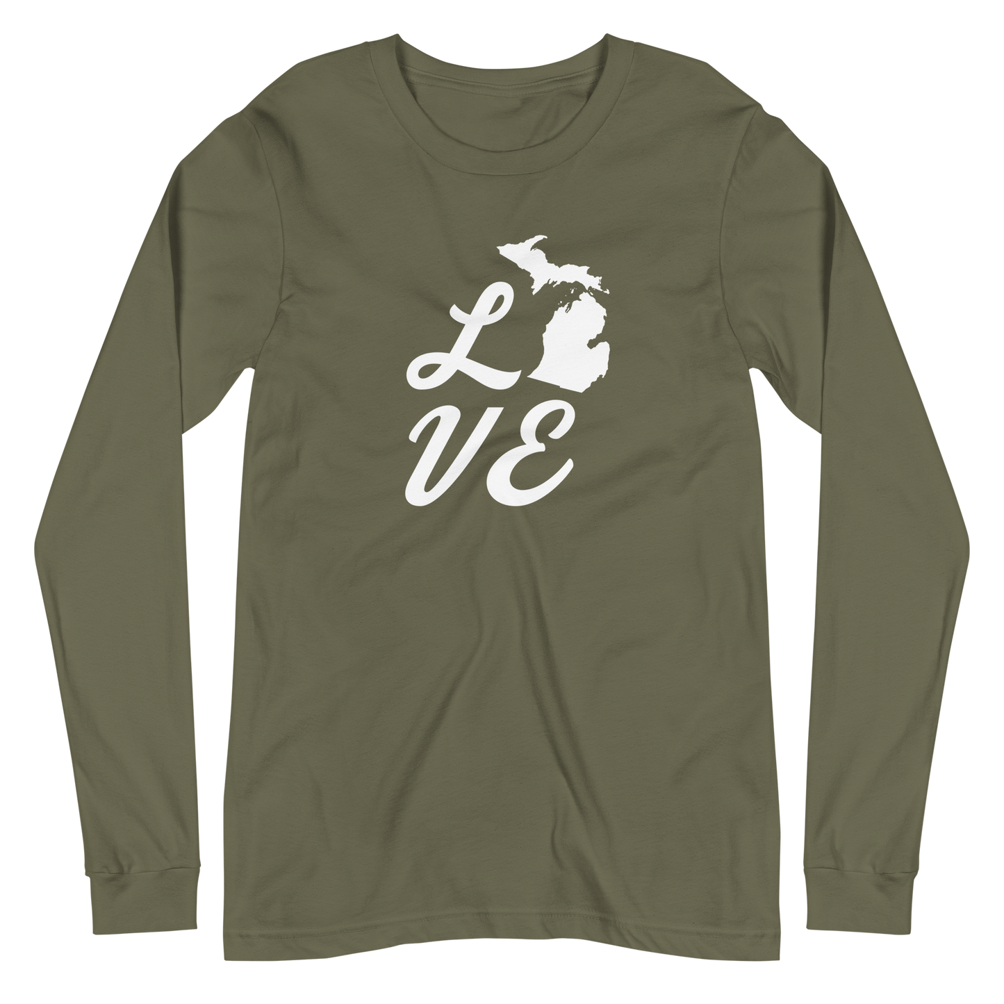 Michigan 'Love' T-Shirt (Retro Script Font) | Unisex Long Sleeve