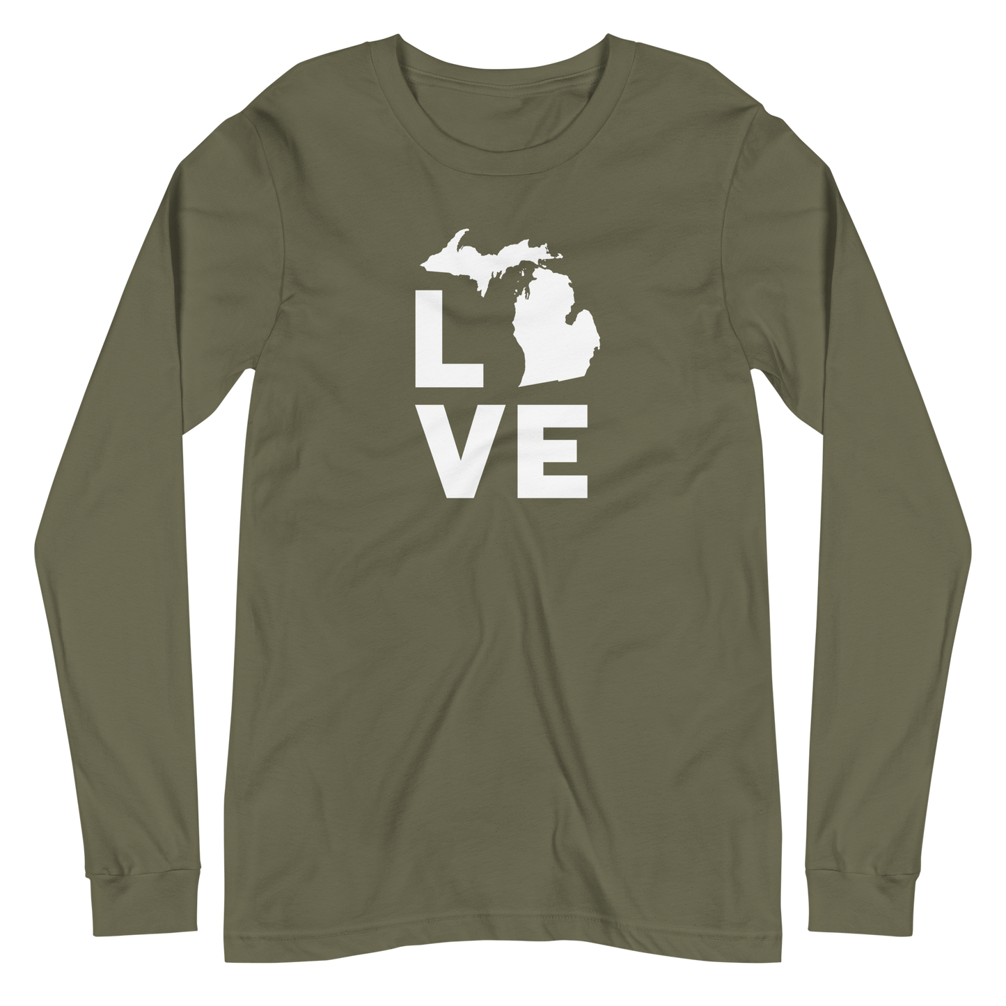 Michigan 'Love' T-Shirt (Geometric Sans Font) | Unisex Long Sleeve