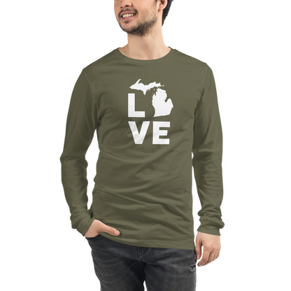 Michigan 'Love' T-Shirt (Geometric Sans Font) | Unisex Long Sleeve