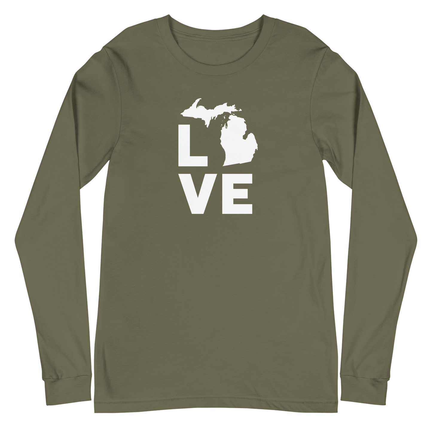 Michigan 'Love' T-Shirt (Geometric Sans Font) | Unisex Long Sleeve