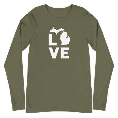 Michigan 'Love' T-Shirt (Geometric Sans Font) | Unisex Long Sleeve