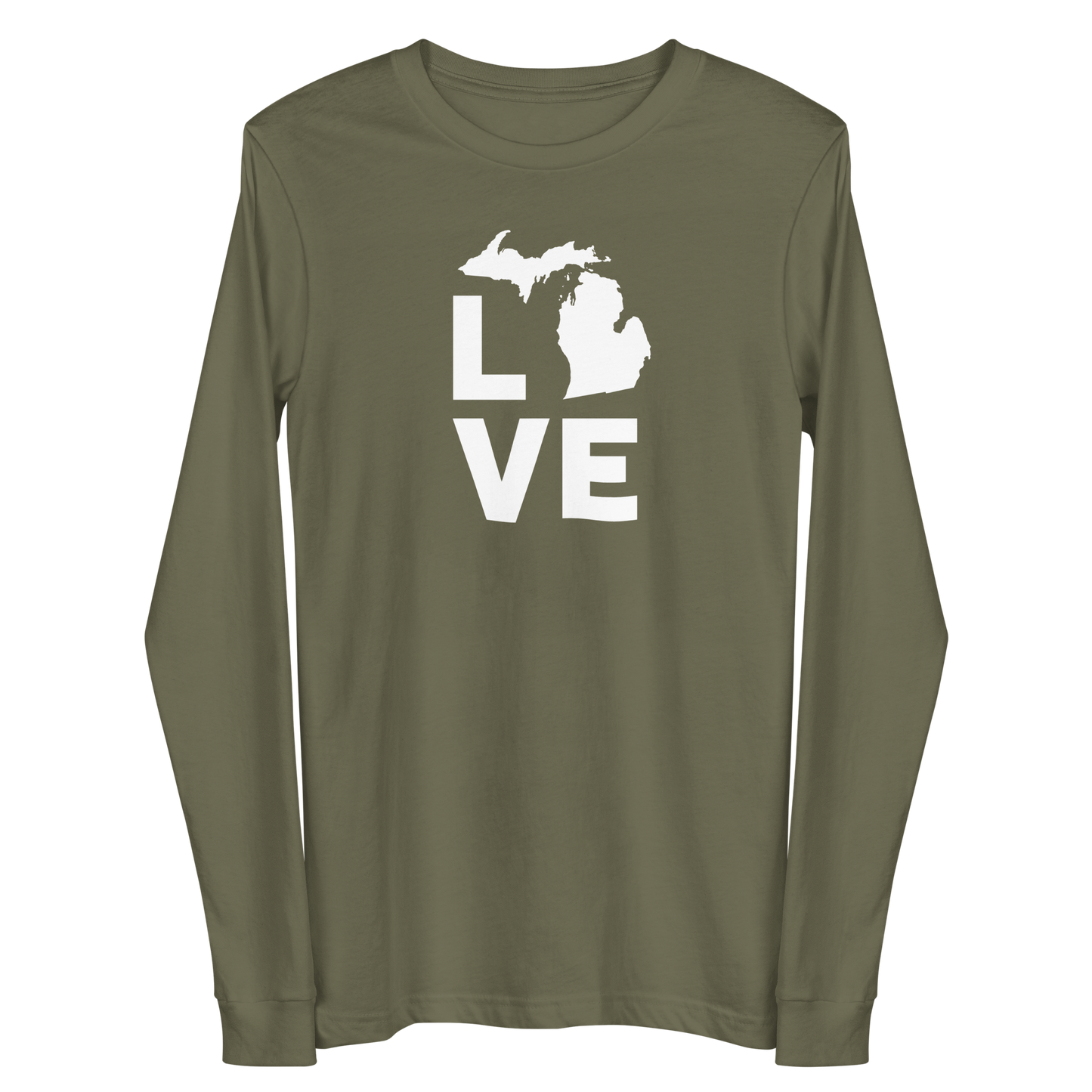 Michigan 'Love' T-Shirt (Geometric Sans Font) | Unisex Long Sleeve