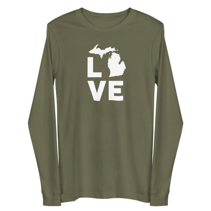 Michigan 'Love' T-Shirt (Geometric Sans Font) | Unisex Long Sleeve