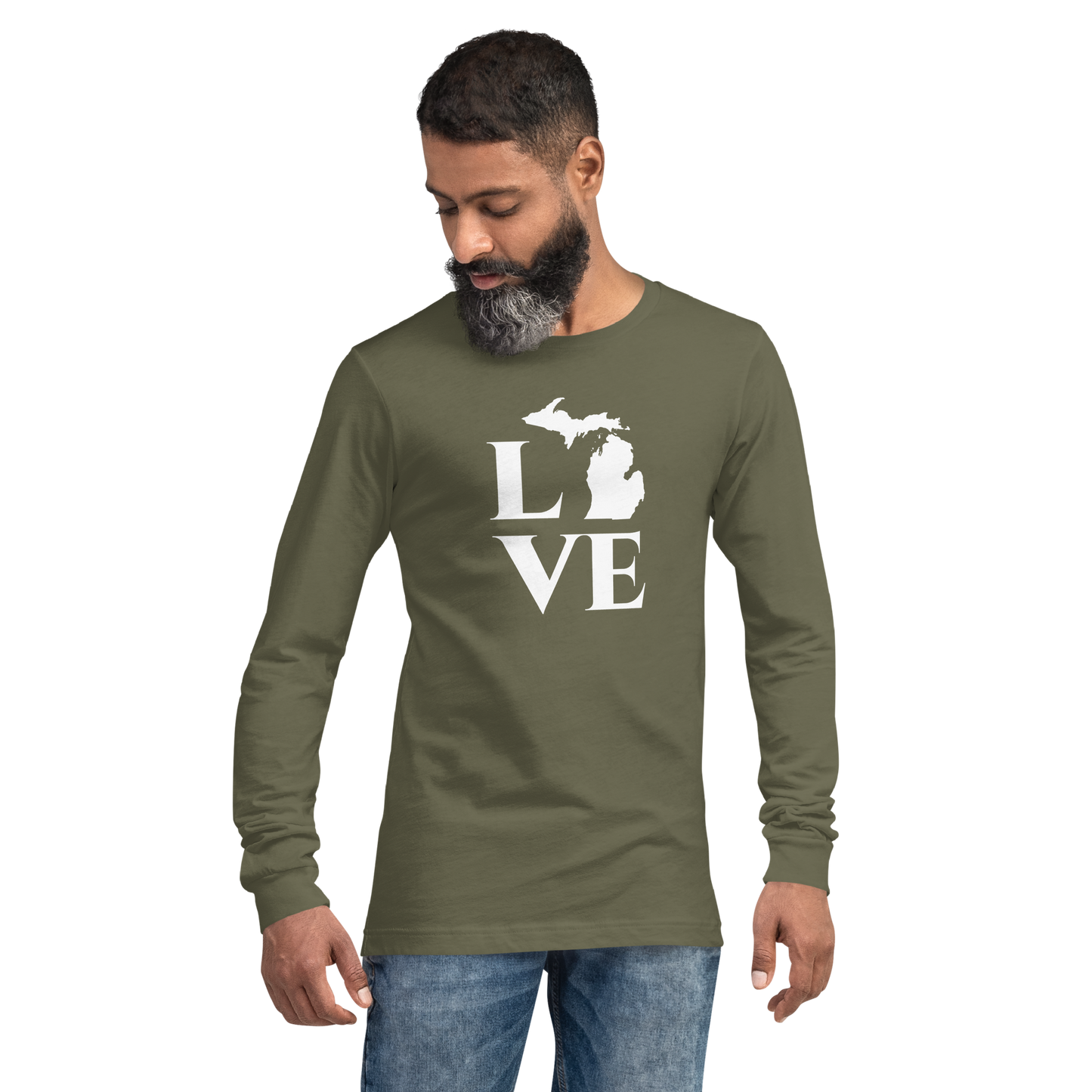 Michigan 'Love' T-Shirt (Roman Serif Font) | Unisex Long Sleeve