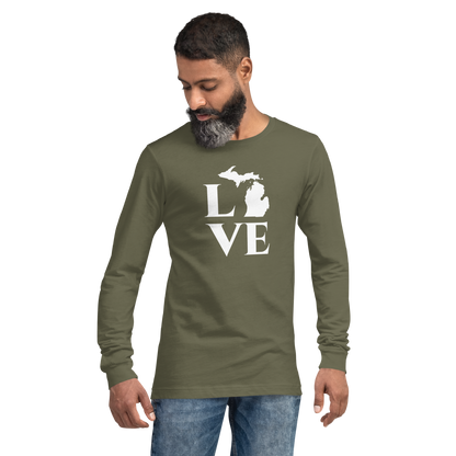 Michigan 'Love' T-Shirt (Roman Serif Font) | Unisex Long Sleeve