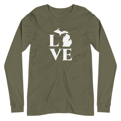 Michigan 'Love' T-Shirt (Roman Serif Font) | Unisex Long Sleeve