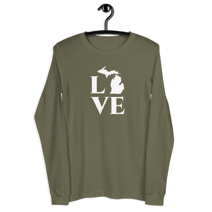 Michigan 'Love' T-Shirt (Roman Serif Font) | Unisex Long Sleeve