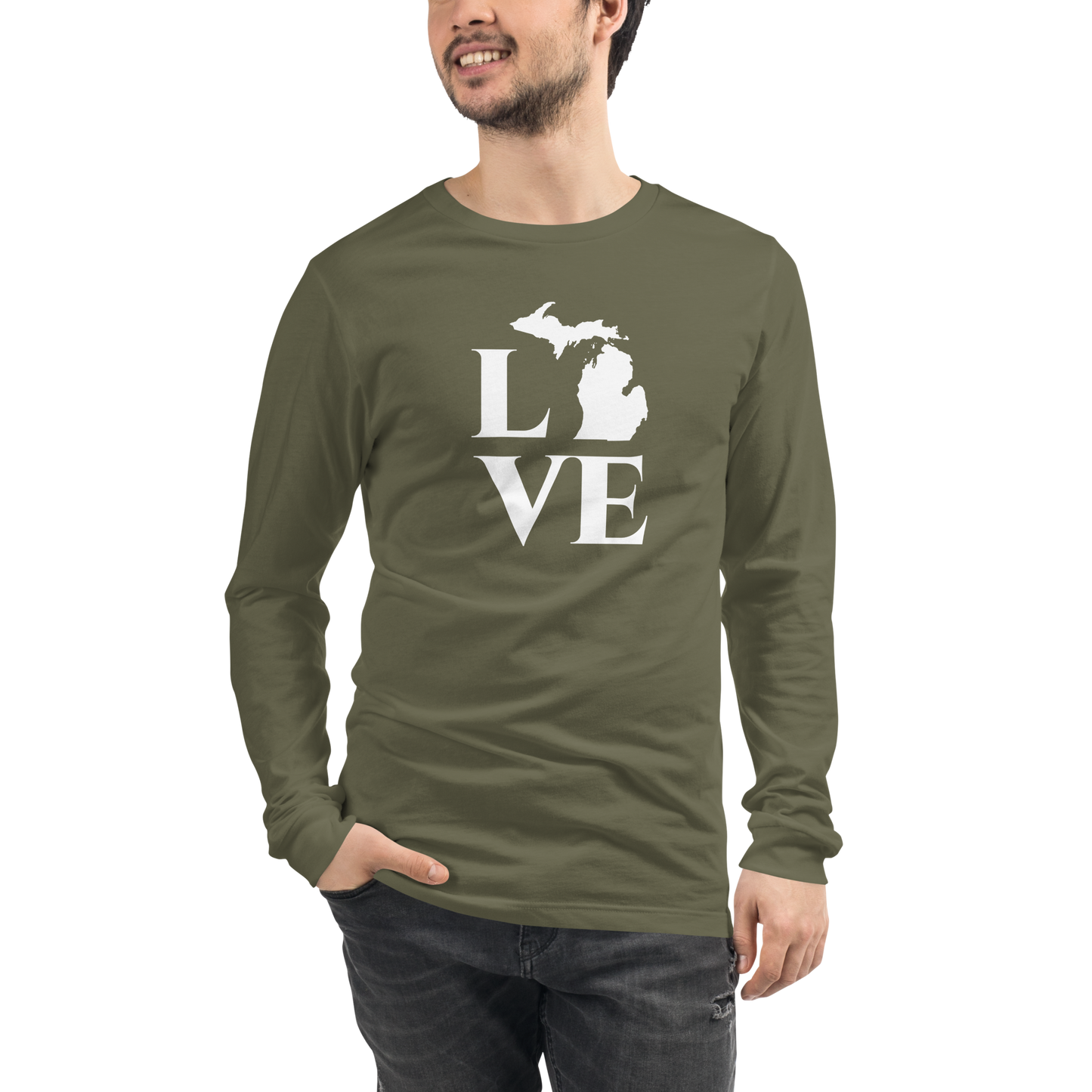 Michigan 'Love' T-Shirt (Roman Serif Font) | Unisex Long Sleeve