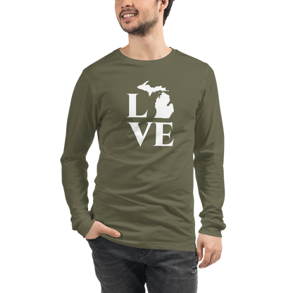 Michigan 'Love' T-Shirt (Roman Serif Font) | Unisex Long Sleeve