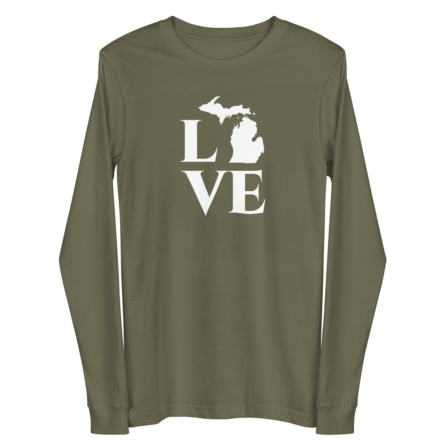 Michigan 'Love' T-Shirt (Roman Serif Font) | Unisex Long Sleeve