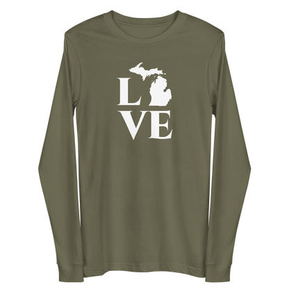 Michigan 'Love' T-Shirt (Roman Serif Font) | Unisex Long Sleeve