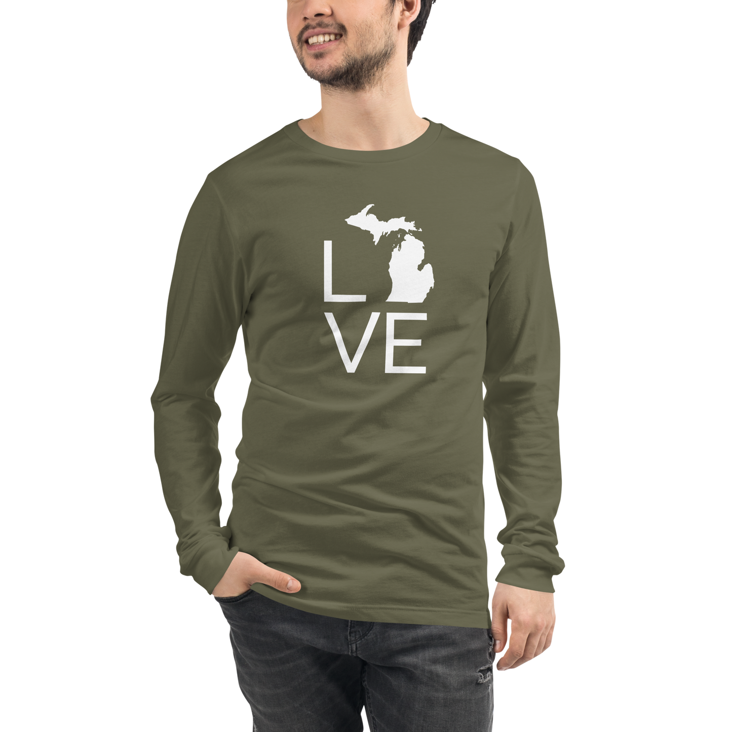 Michigan 'Love' T-Shirt (Thin Sans Font) | Unisex Long Sleeve