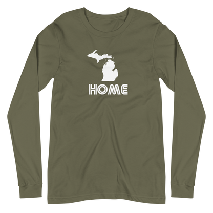 Michigan 'Home' T-Shirt (1970s Audiophile Font) | Unisex Long Sleeve