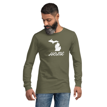 Michigan 'Home' T-Shirt (Retro Script Font) | Unisex Long Sleeve