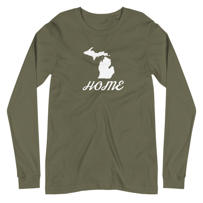 Michigan 'Home' T-Shirt (Retro Script Font) | Unisex Long Sleeve