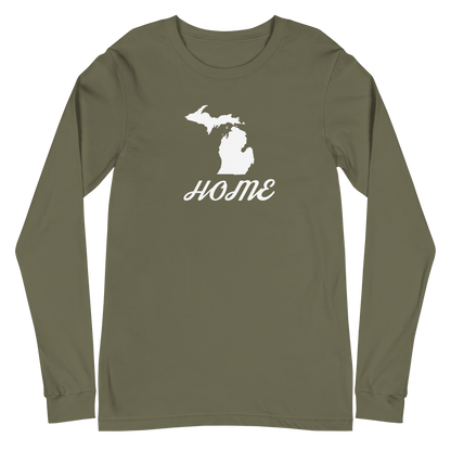 Michigan 'Home' T-Shirt (Retro Script Font) | Unisex Long Sleeve