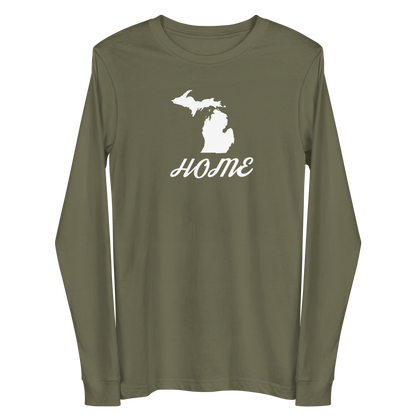 Michigan 'Home' T-Shirt (Retro Script Font) | Unisex Long Sleeve