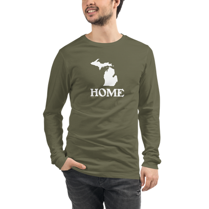 Michigan 'Home' T-Shirt (Woodcut Font) | Unisex Long Sleeve