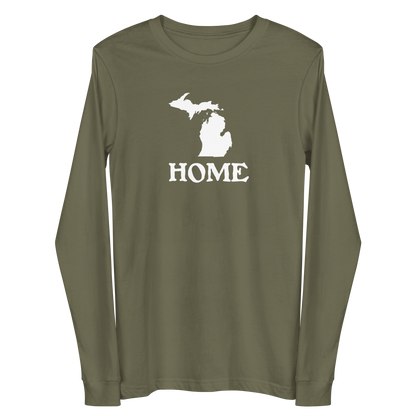 Michigan 'Home' T-Shirt (Woodcut Font) | Unisex Long Sleeve