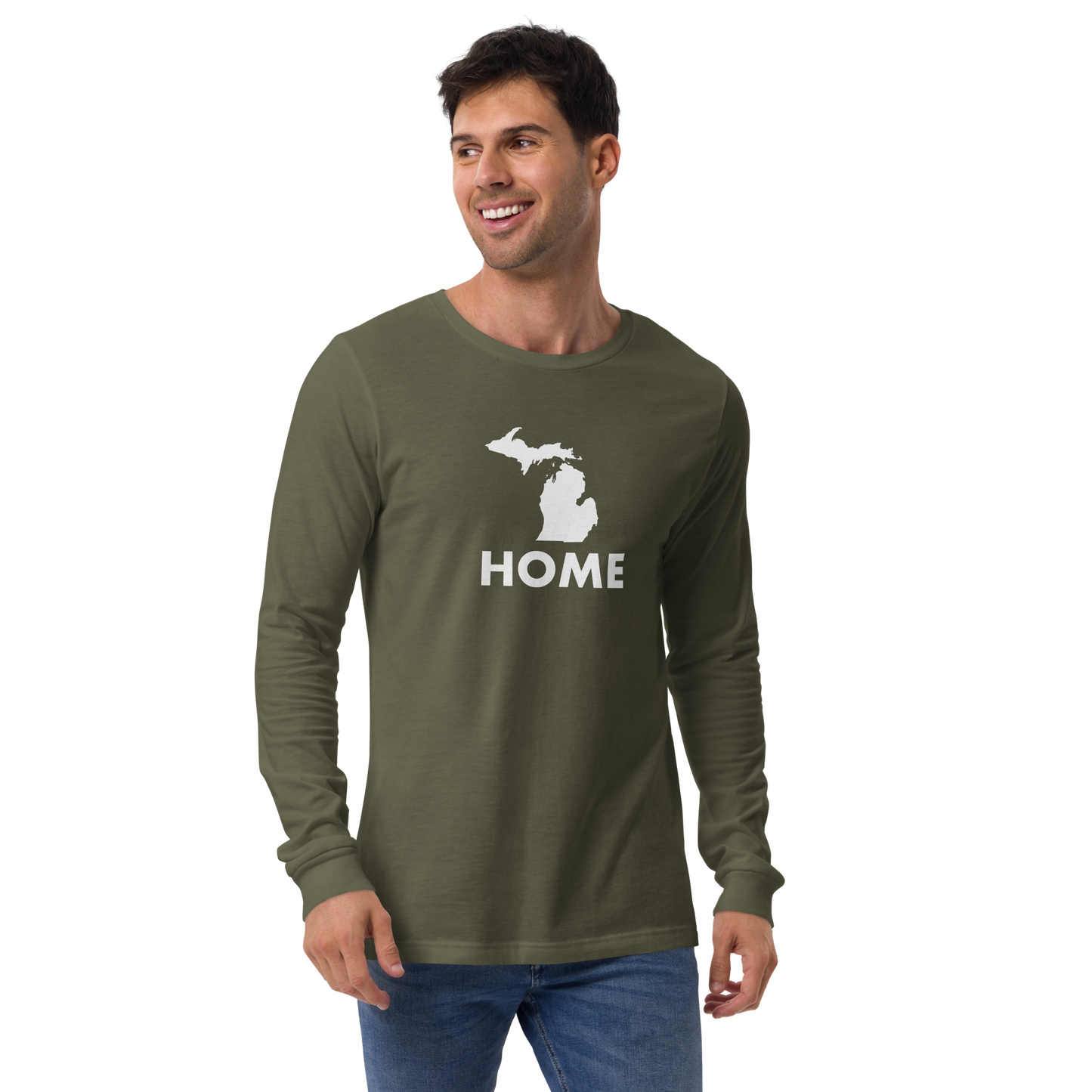 Michigan 'Home' T-Shirt (Geometric Sans Font) | Unisex Long Sleeve