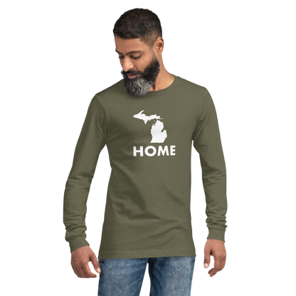 Michigan 'Home' T-Shirt (Geometric Sans Font) | Unisex Long Sleeve