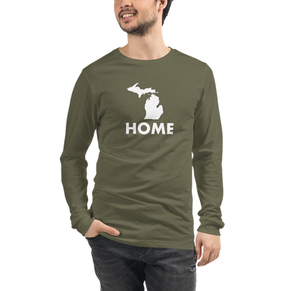 Michigan 'Home' T-Shirt (Geometric Sans Font) | Unisex Long Sleeve