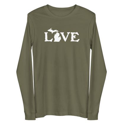 Michigan 'Love' T-Shirt (Woodcut Font) | Unisex Long Sleeve