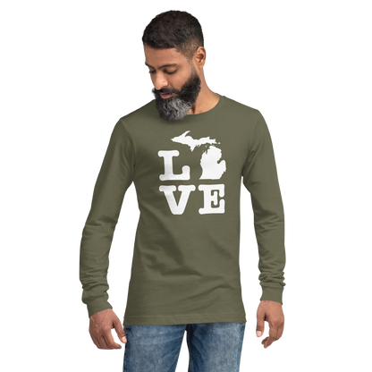 Michigan 'Love' T-Shirt (Typewriter Font) | Unisex Long Sleeve