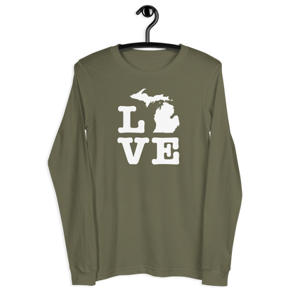 Michigan 'Love' T-Shirt (Typewriter Font) | Unisex Long Sleeve