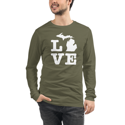 Michigan 'Love' T-Shirt (Typewriter Font) | Unisex Long Sleeve