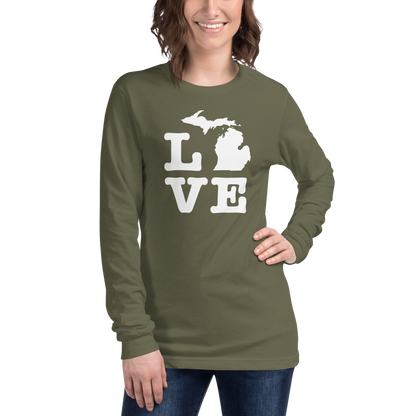 Michigan 'Love' T-Shirt (Typewriter Font) | Unisex Long Sleeve