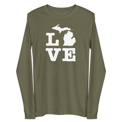 Michigan 'Love' T-Shirt (Typewriter Font) | Unisex Long Sleeve