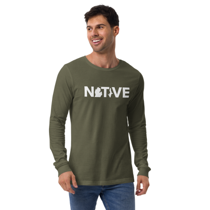 Michigan 'Native' T-Shirt (Geometric Sans Font) | Unisex Long Sleeve