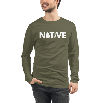 Michigan 'Native' T-Shirt (Geometric Sans Font) | Unisex Long Sleeve