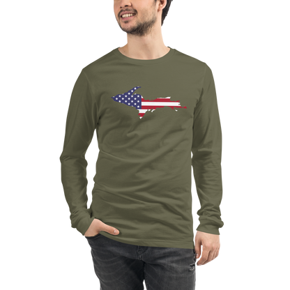 Michigan Upper Peninsula T-Shirt (w/ UP USA Flag Outline) | Unisex Long Sleeve