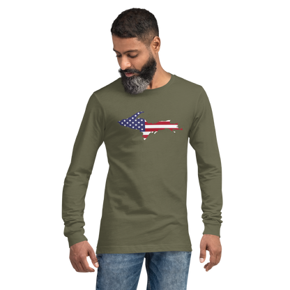 Michigan Upper Peninsula T-Shirt (w/ UP USA Flag Outline) | Unisex Long Sleeve