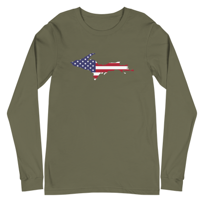 Michigan Upper Peninsula T-Shirt (w/ UP USA Flag Outline) | Unisex Long Sleeve