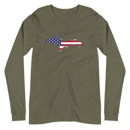 Michigan Upper Peninsula T-Shirt (w/ UP USA Flag Outline) | Unisex Long Sleeve