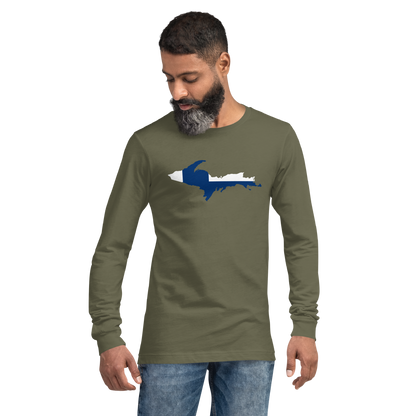 Michigan Upper Peninsula T-Shirt (w/ UP Finland Flag Outline) | Unisex Long Sleeve