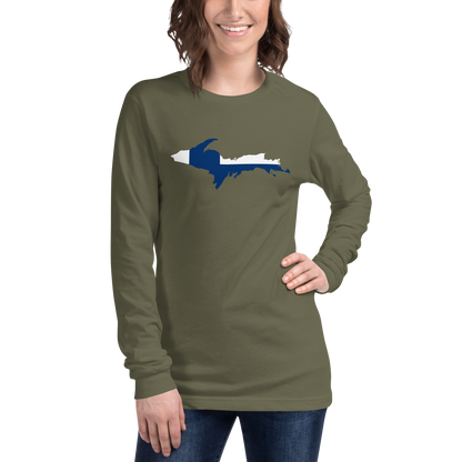 Michigan Upper Peninsula T-Shirt (w/ UP Finland Flag Outline) | Unisex Long Sleeve